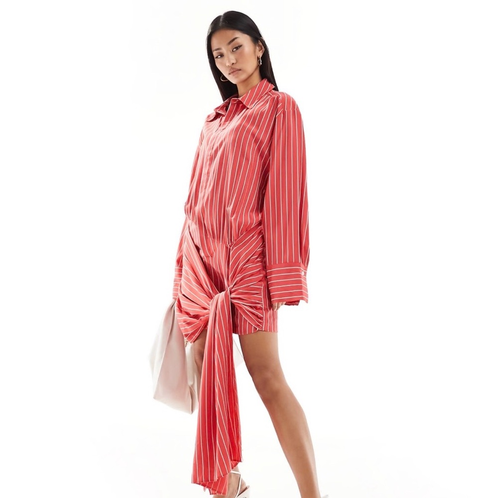 NWOT Bardot Malira Shirt Dress in White & Red Stripe